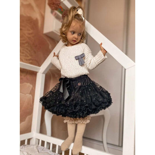 Spódniczka LaVashka - Czarna perła - czarny groszek