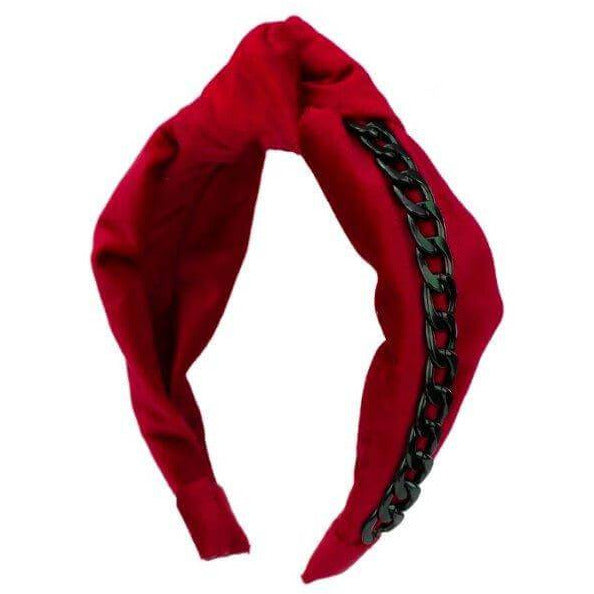 GlamRock Courtney Red z czarnym łańcuchem - opaska - LaVashka.com