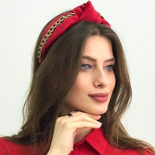 GlamRock Courtney Red ze złotym łańcuchem - opaska - LaVashka.com