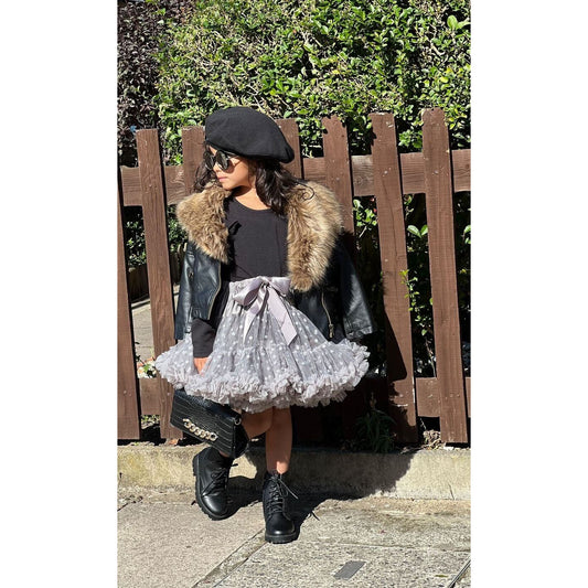 Spódniczka LaVashka - Grafit srebrny groszek