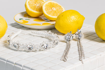 Zestaw Aphrodite Amore Crystal White - Opaska & Kolczyki