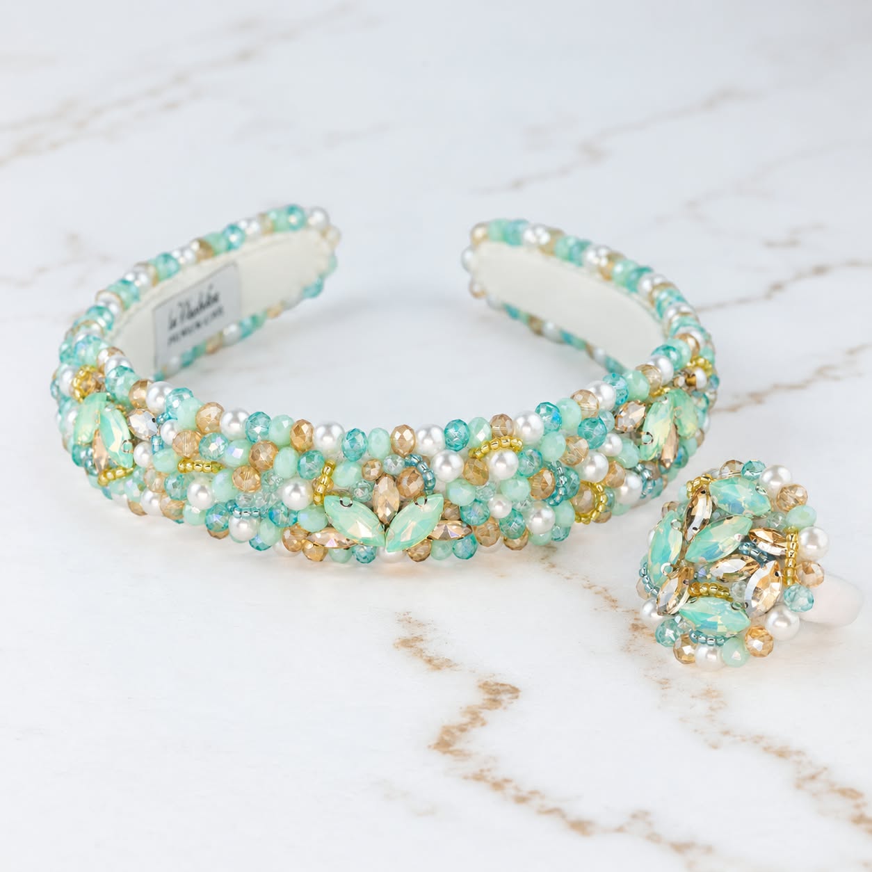 Zestaw Tiffani Mint - Opaska & Gumka do Włosów