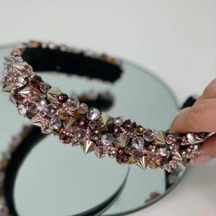 GlamRock Liberty narrow Dusty pink - opaska - LaVashka.com